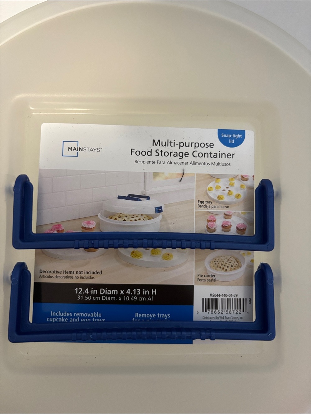 Mainstays White Food Storage Container with Blue Handles